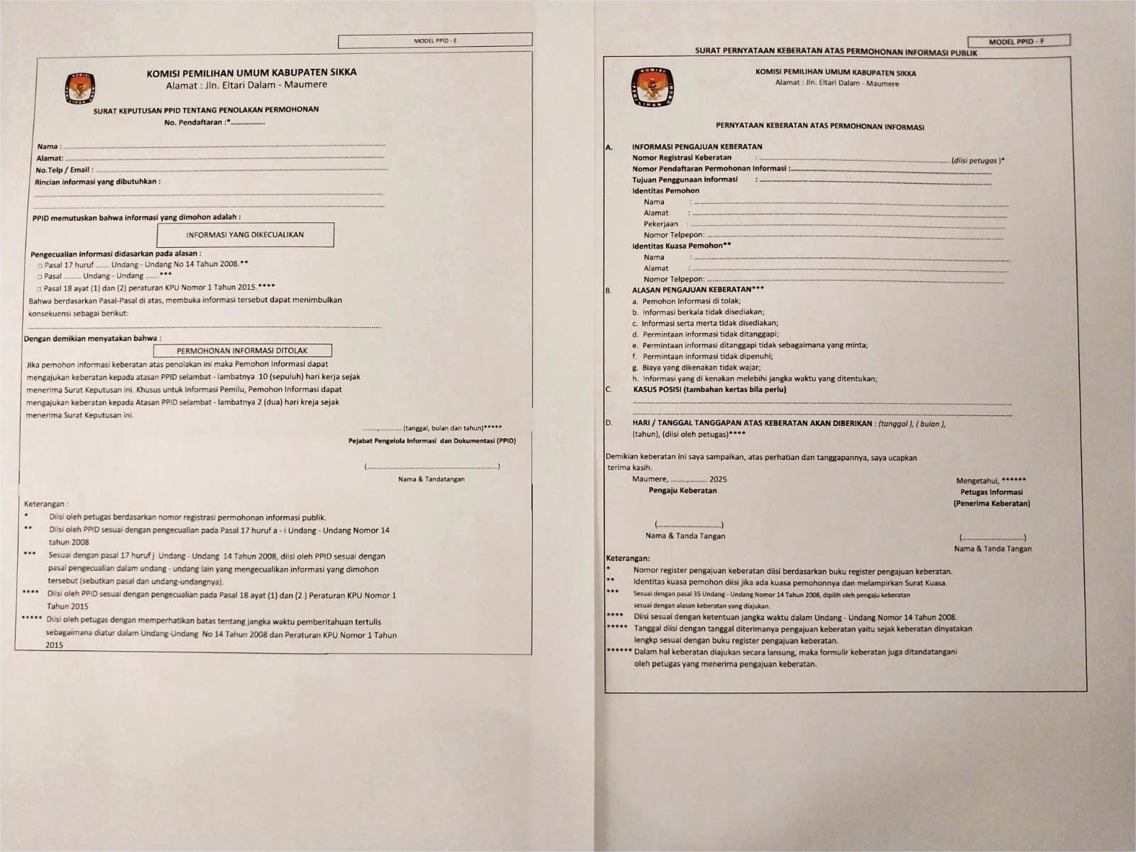FORMULIR PENGAJUAN KEBERATAN